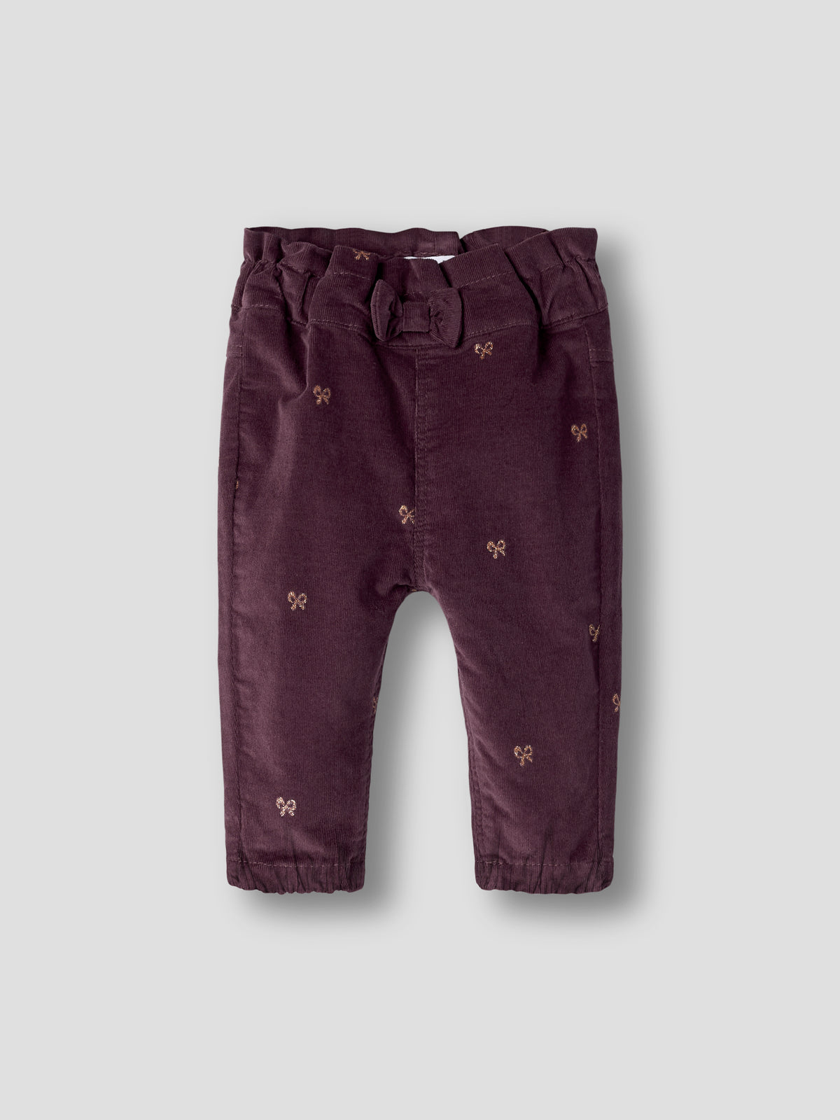 Name It Bella R - AOP Cord Pant - Catawba Grape / Glitter Bows