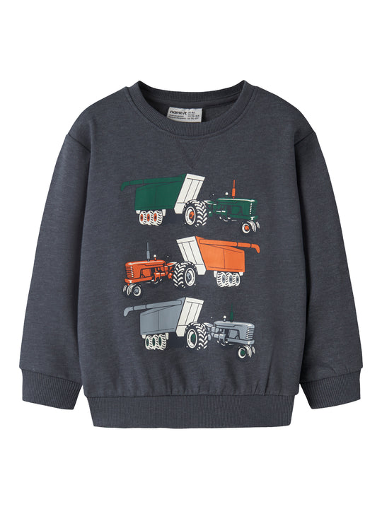 Name It - Vimo LS NREG AOP Sweat BRU - Ombre Blue / Tractors