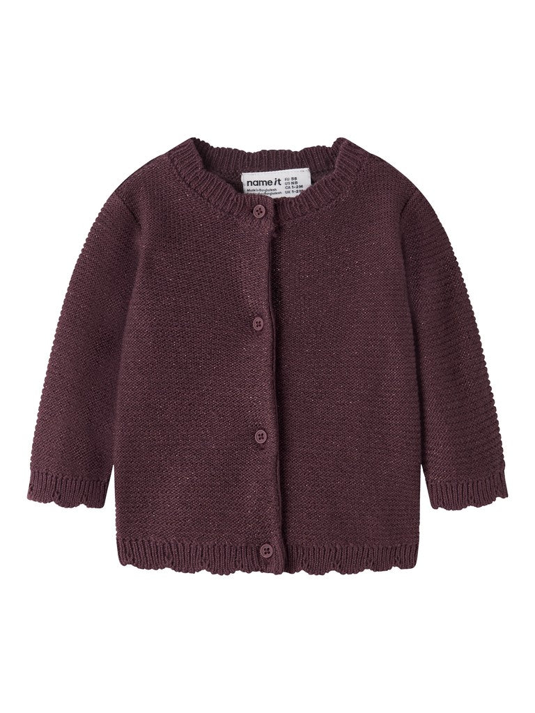 Name It Radia - LS Knit Cardigan - Catawba Grape / Tone In Tone Lurex