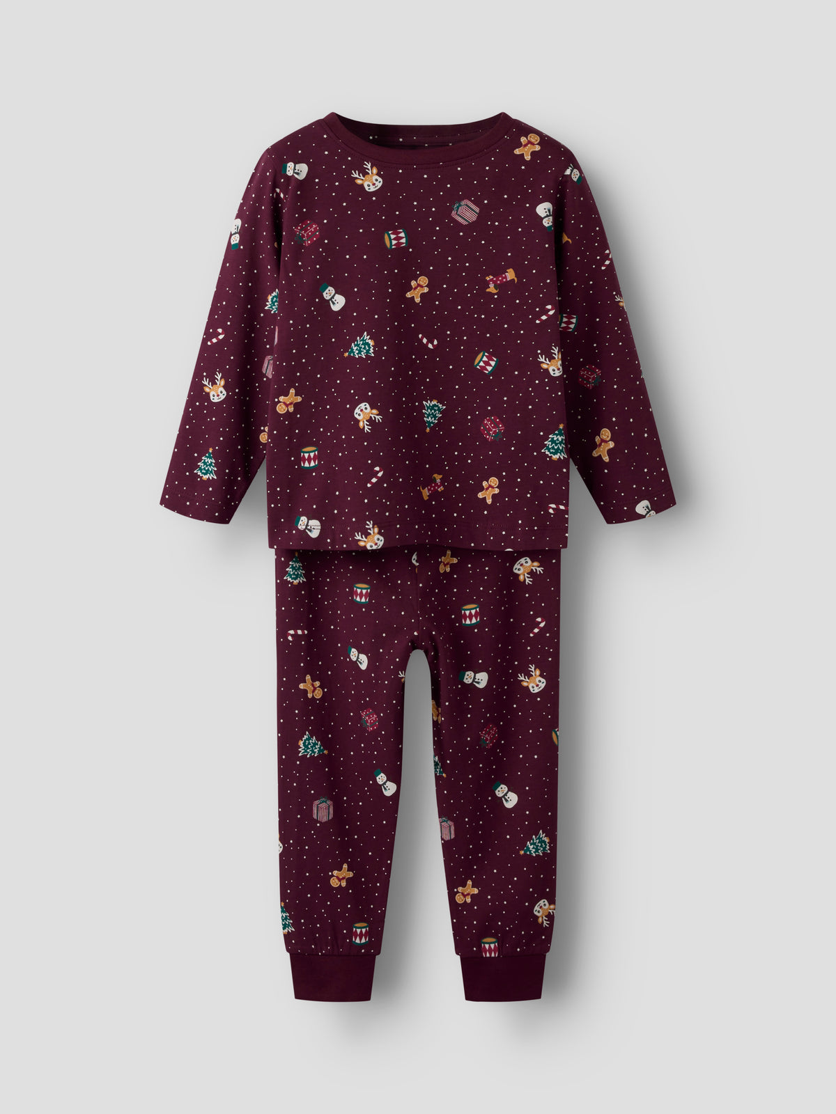 Name It Vismas - LS Nightset - Burgundy / Christmas