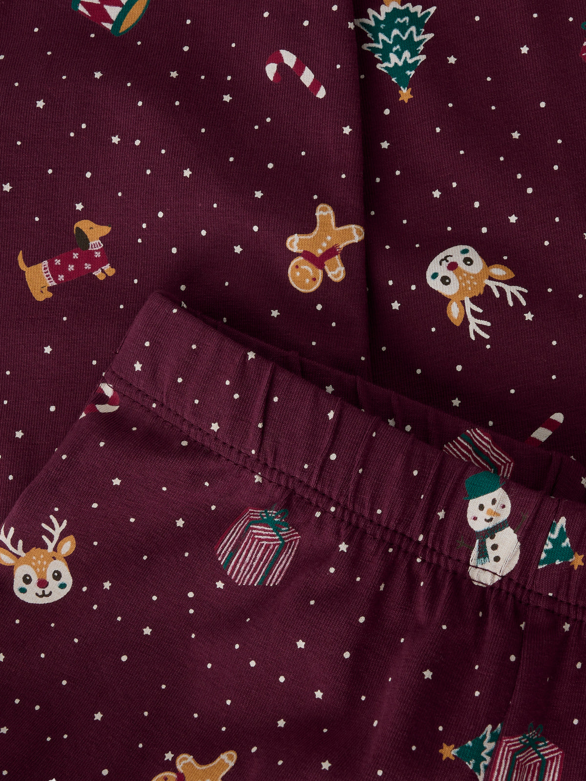 Name It Vismas - LS Nightset - Burgundy / Christmas
