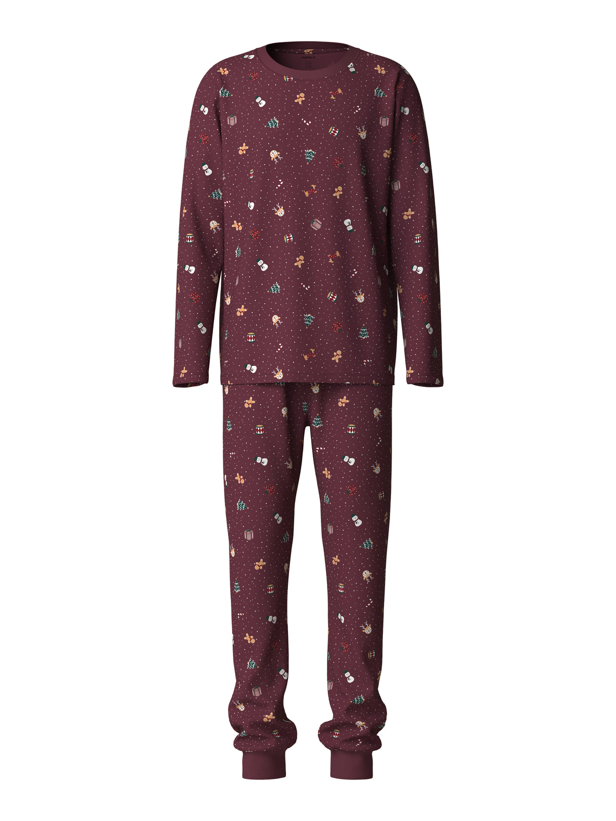 Name It Vismas - LS Nightset - Burgundy / Christmas