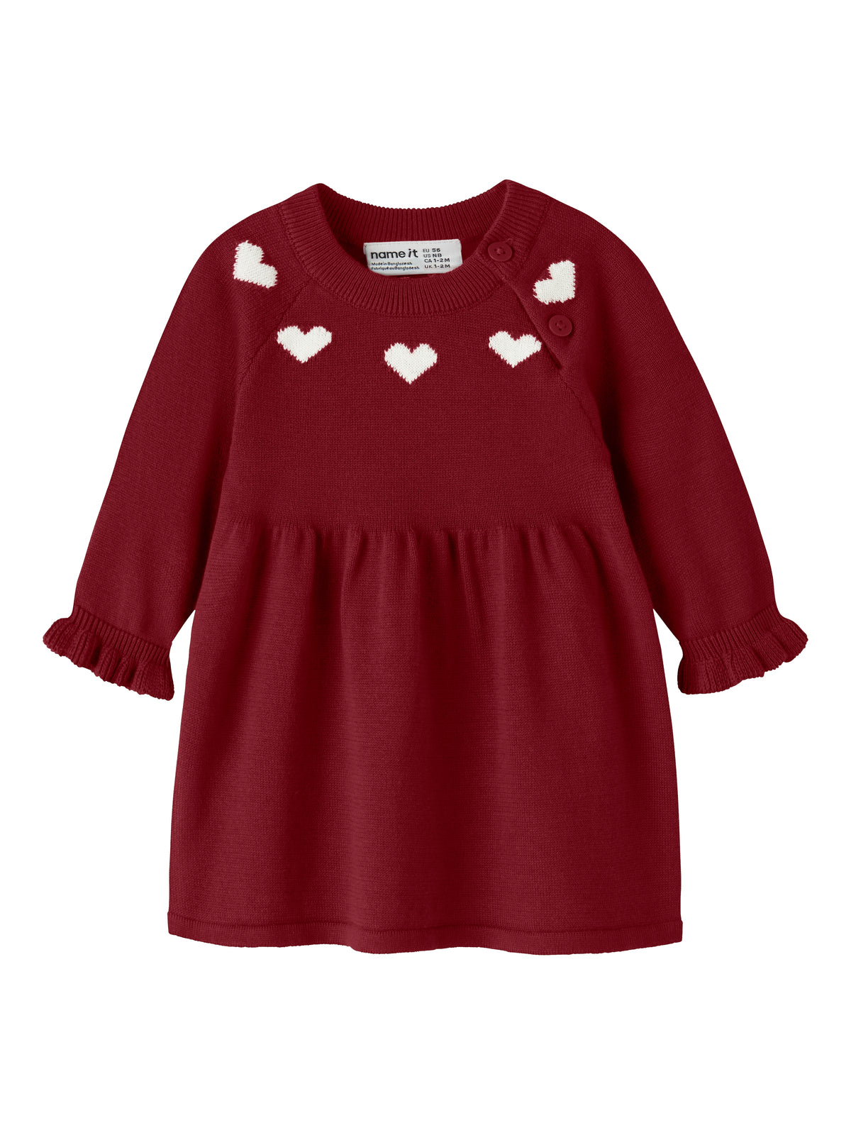 Name It Risse - LS Knit Dress - Red Dahlia