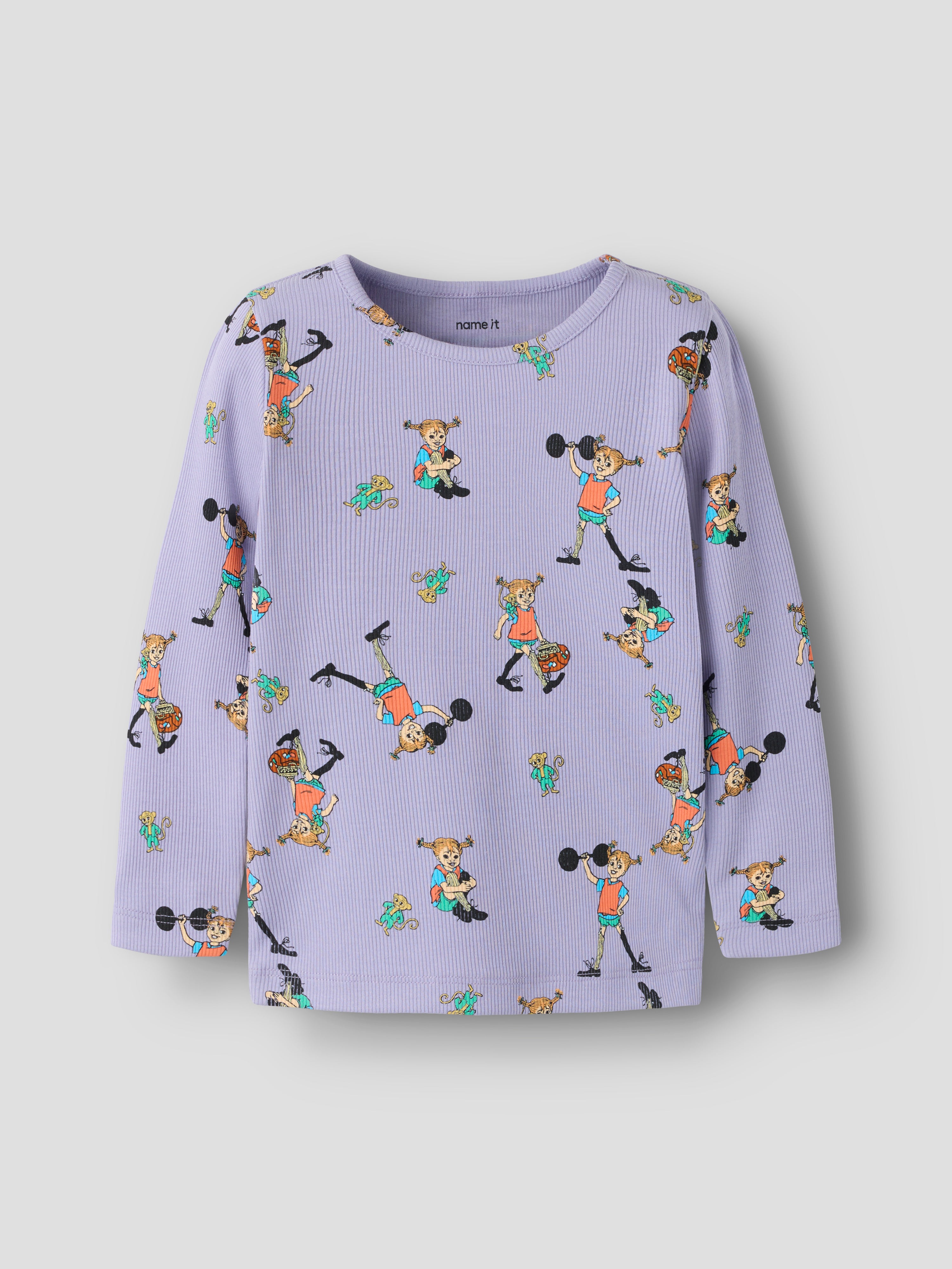 Name It Ara - Pippi LS Slim Top Sky - Heirloom Lilac