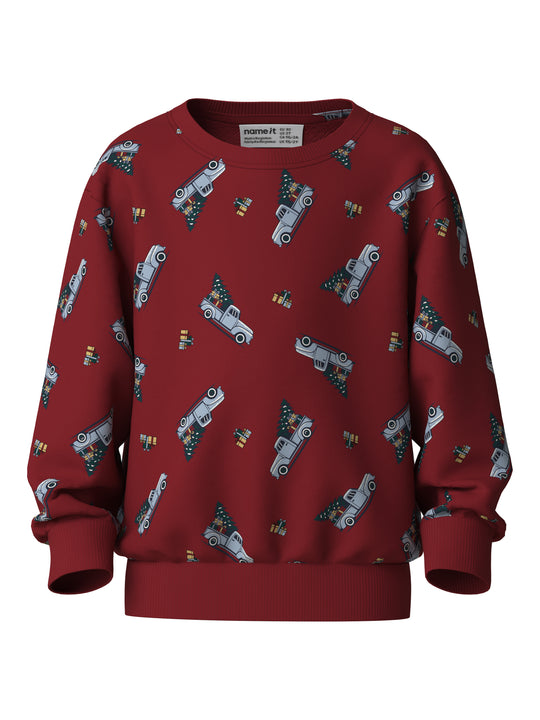 Name It Voluf - LS Sweat - Red Dahlia / Car