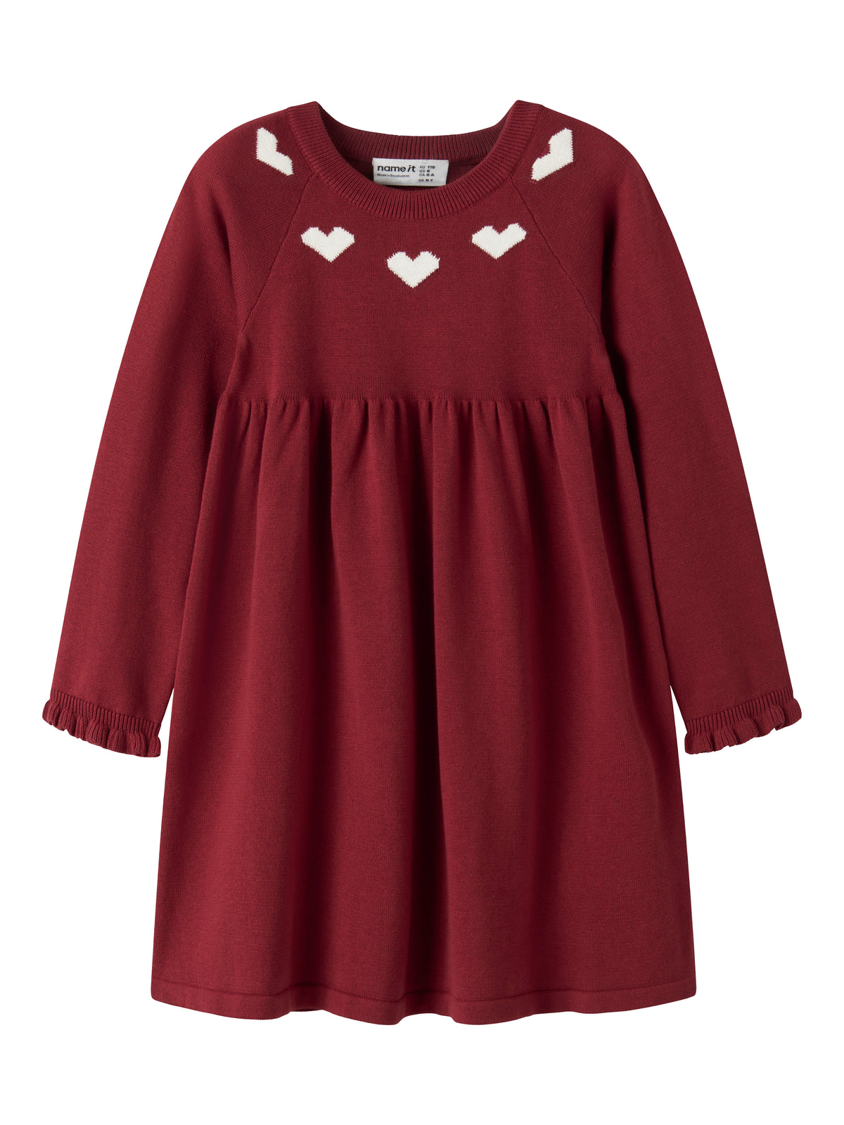 Name It Risse - LS Knit Dress - Red Dahlia