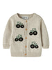 Name It London - LS Knit Cardigan - Peyote Melange/Green tractor