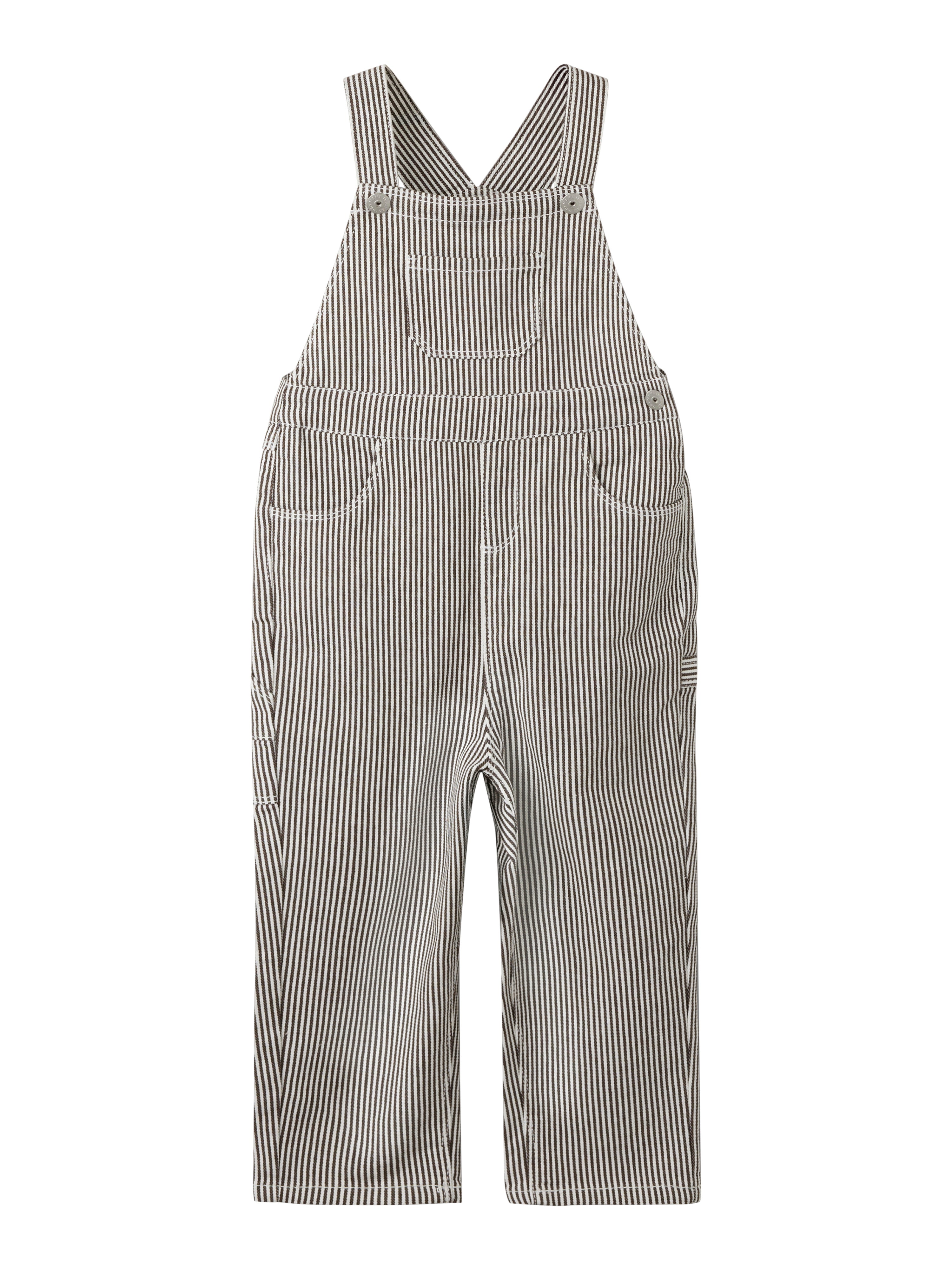 Name It Nola - Loose Stripe Overall - White/Delicioso