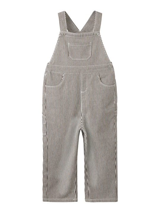Name It Nola - Loose Stripe Overall - White/Delicioso