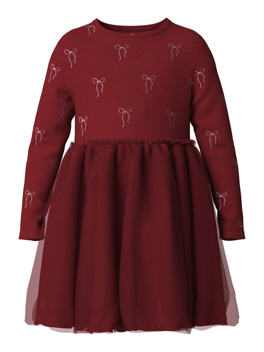 Name It Ri - LS Dress - Red Dahlia