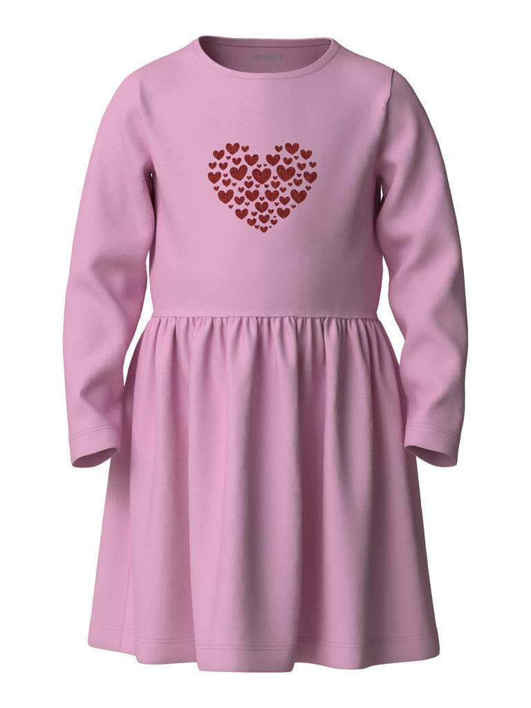 Name It Viparty - LS Dress - Full Blooming Pink / Heart