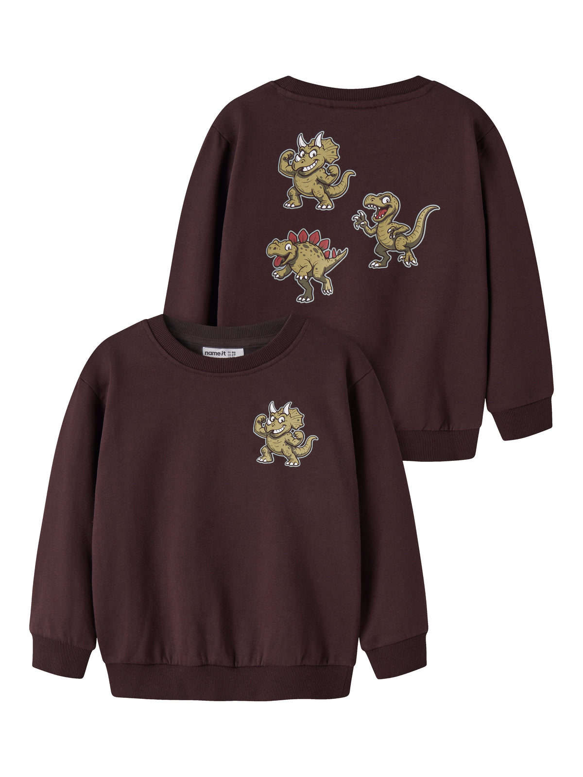 Name It Vildar - LS Sweat - Chocolate Plum / Jurassic Prankster