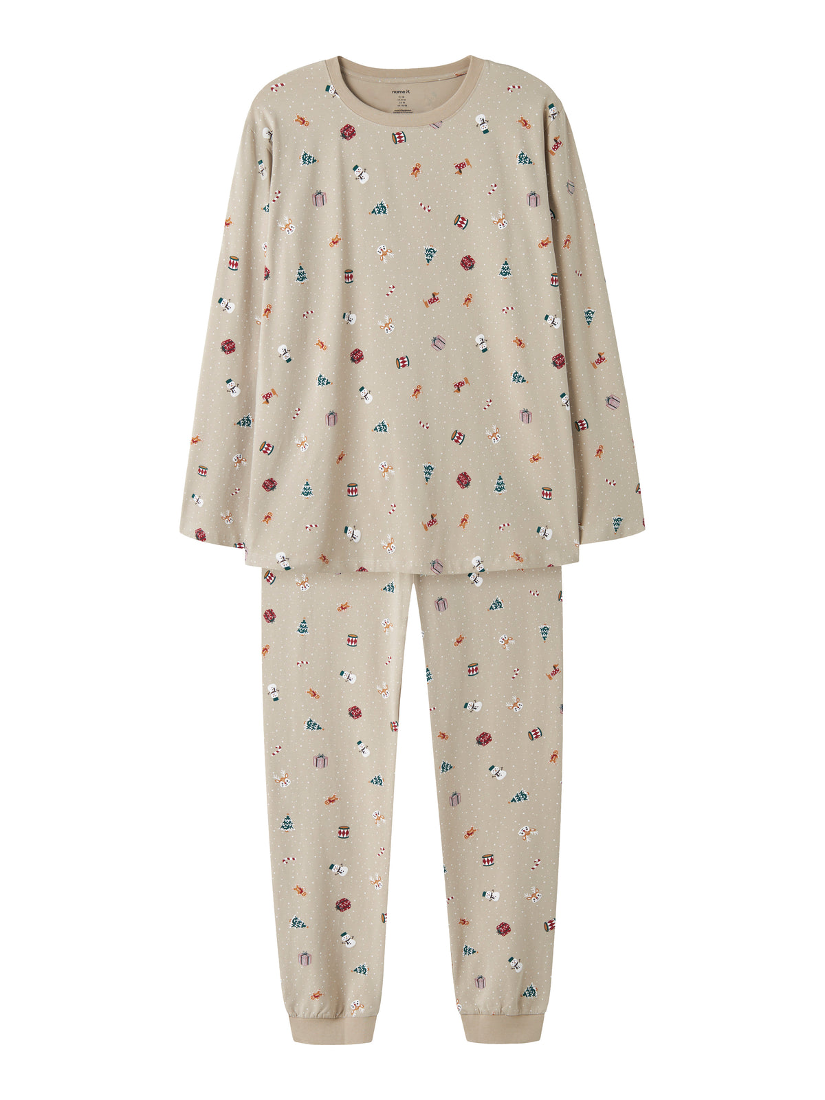 Name It Vismas - LS Nightset - Pure Cashmere / Christmas