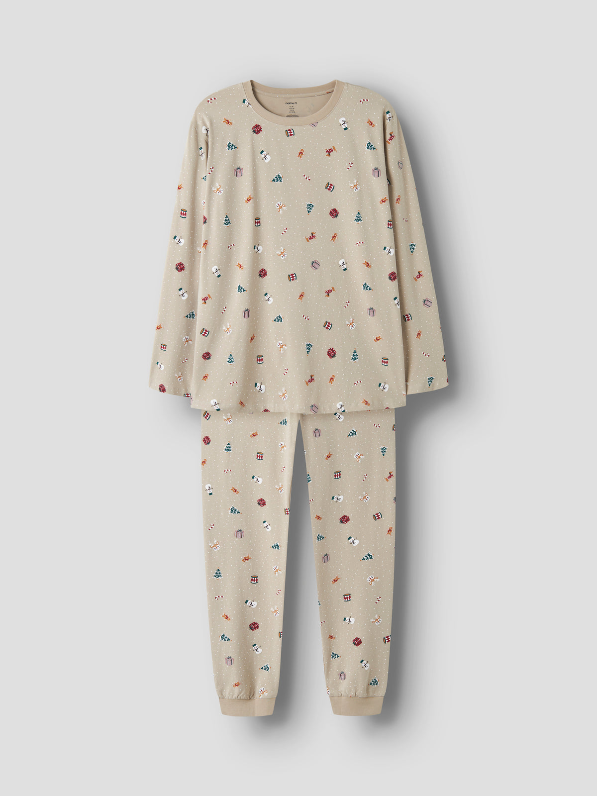 Name It Vismas - LS Nightset - Pure Cashmere / Christmas