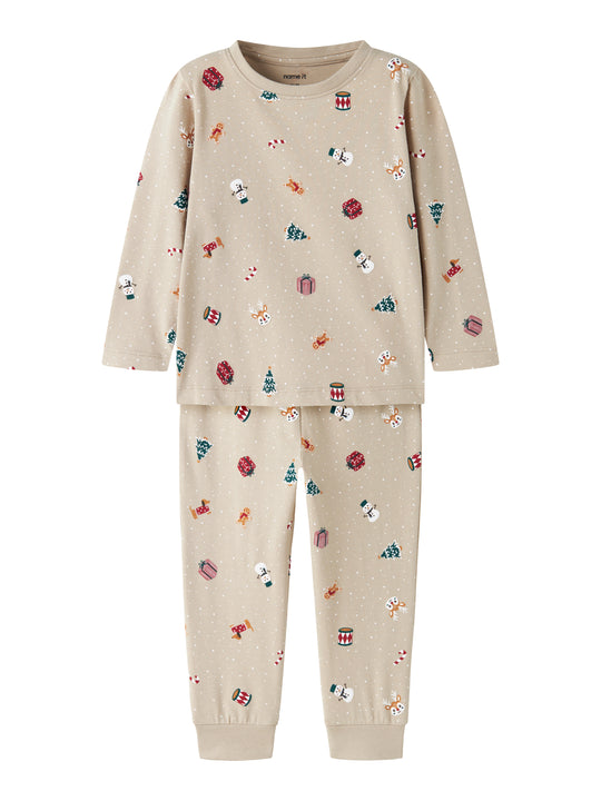 Name It Vismas - LS Nightset - Pure Cashmere / Christmas