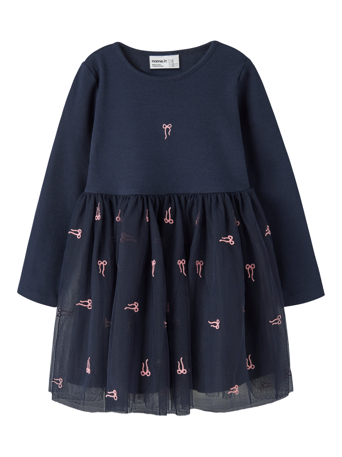 Name It Veross - LS Tulle Dress - Navy Blazer / Bow
