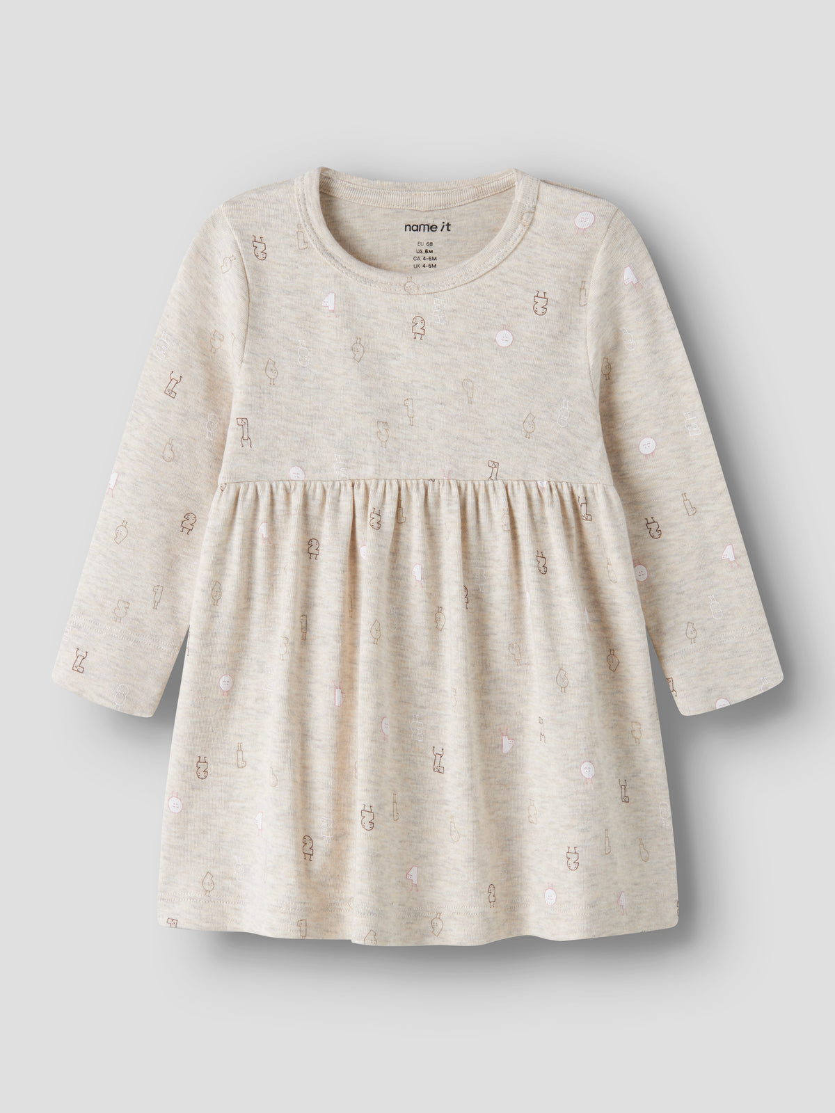 Name It Lydianna - LS Dress - Peyote Melange