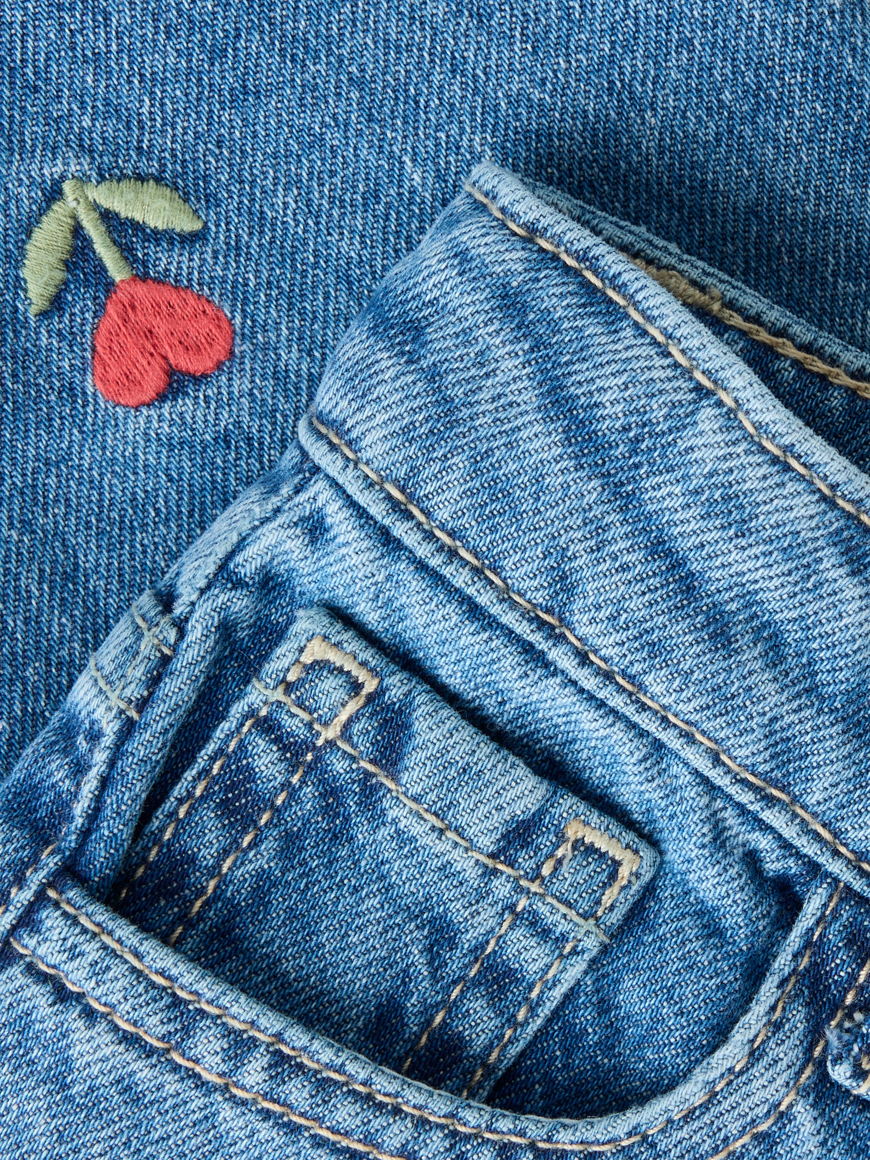 Name It Bella - Mom Denim Emb. Jeans - Medium Blue Denim / Emb.