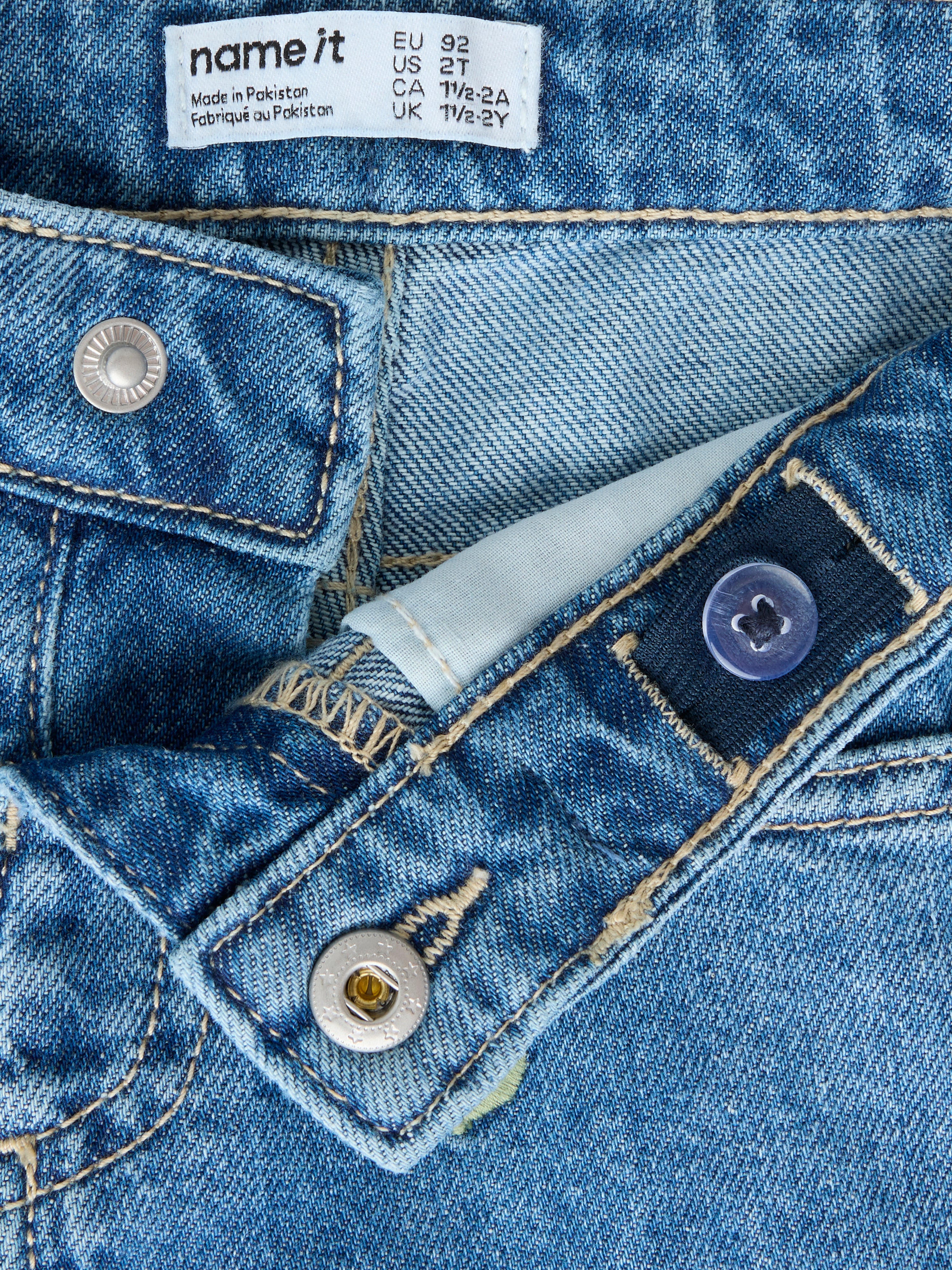 Name It Bella - Mom Denim Emb. Jeans - Medium Blue Denim / Emb.