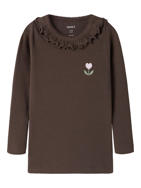 Name It - Naisy LS Slim Top - Chocolate Brown
