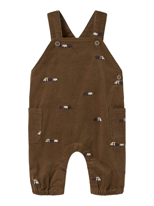Name It Ben - Baggy EMB Cord Overall 9210 - Sepia / Train Emb