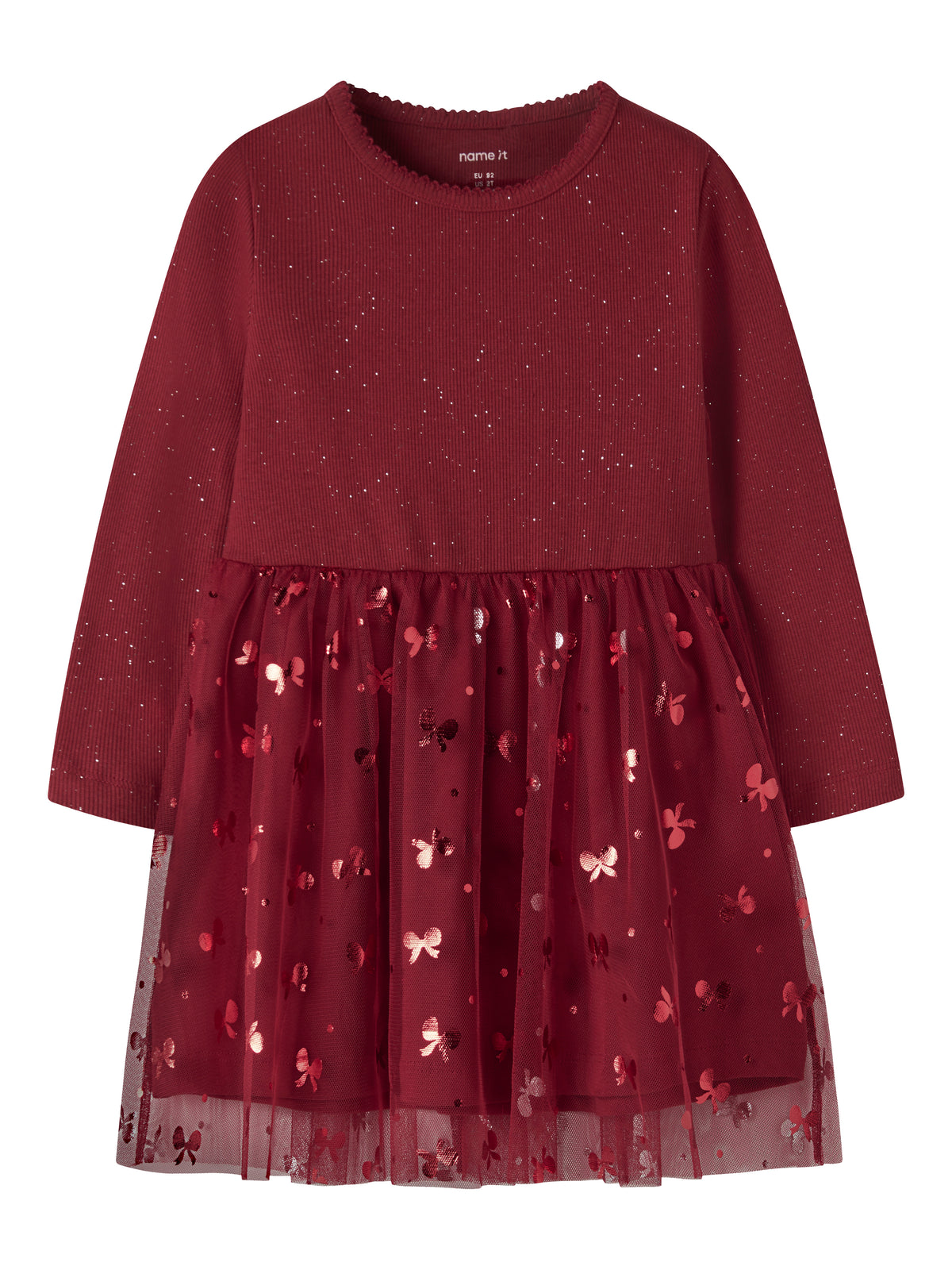 Name It Rosally - LS Dress - Red Dahlia