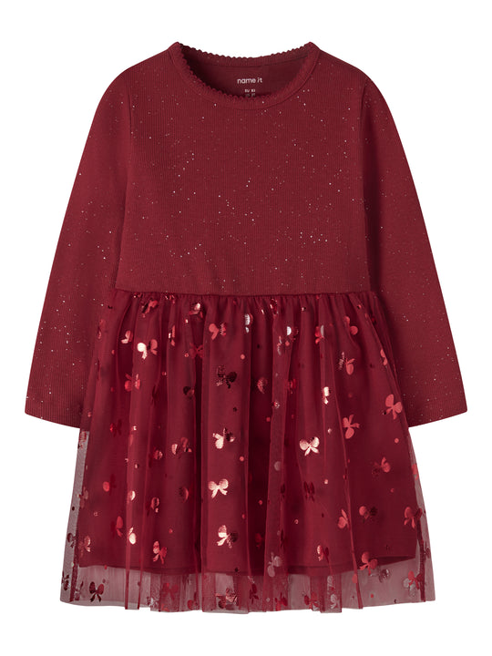 Name It Rosally - LS Dress - Red Dahlia