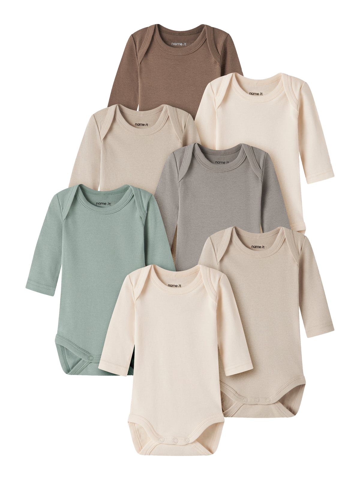 Name It Body LS – 7-pak - Solid Colors - Buttercream w/ various colors