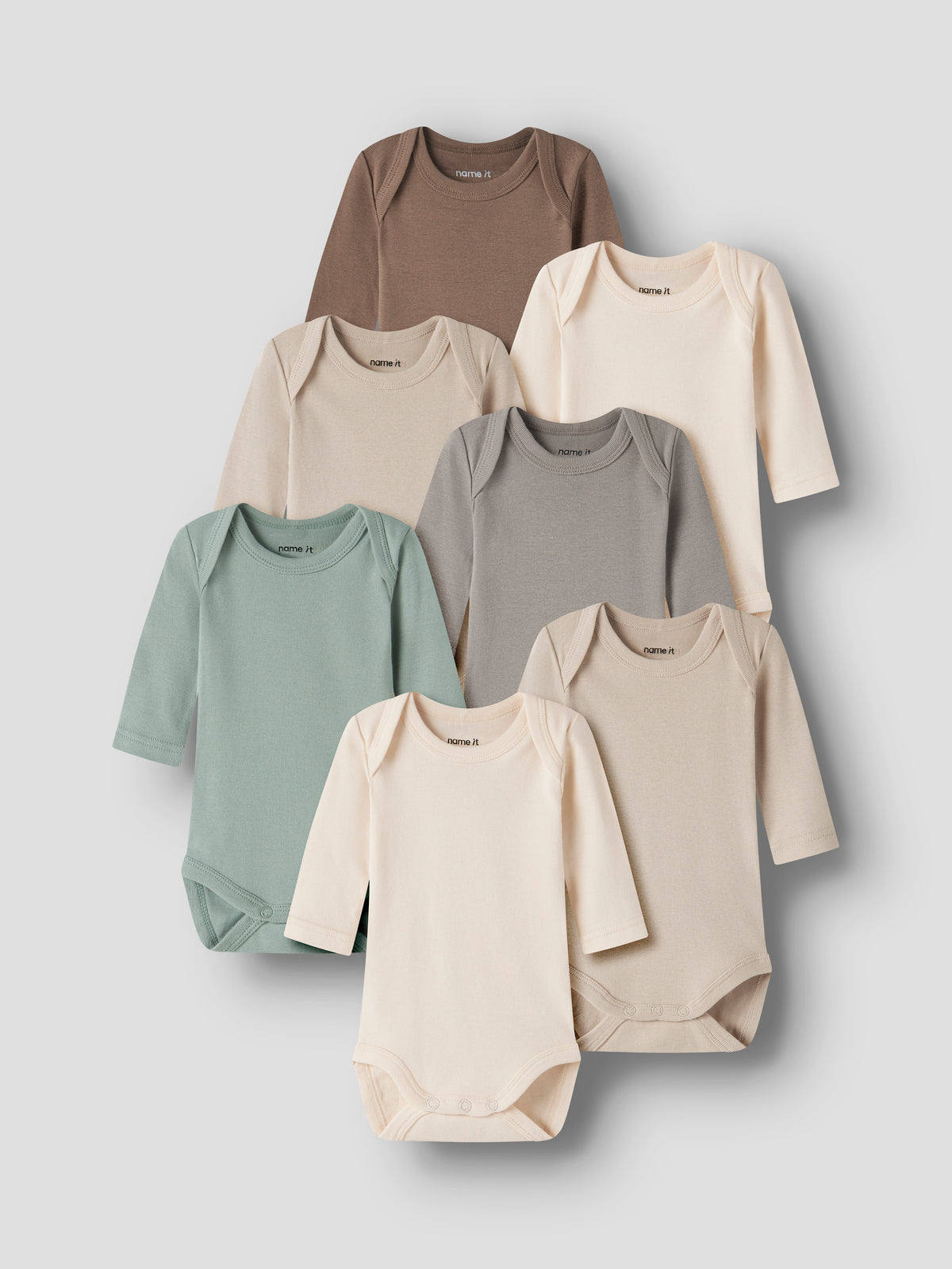 Name It Body LS – 7-pak - Solid Colors - Buttercream w/ various colors