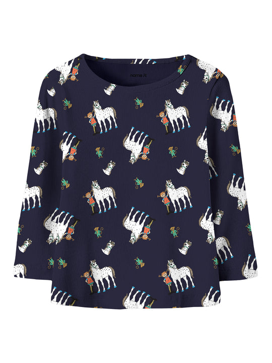 Name It Okka - Pippi LS Slim Top - Evening Blue