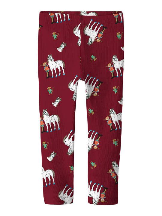 Name It Okka Pippi - Slim Legging Sky - Red Dahlia