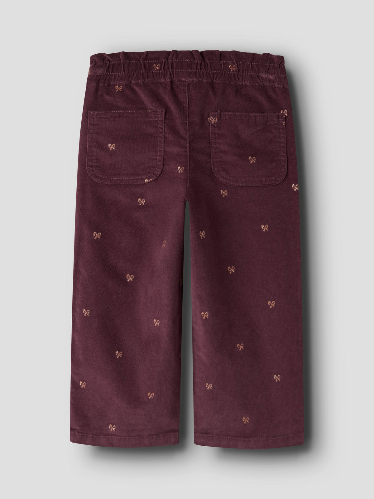 Name It Bella - Wide Cord Glitter Pant - Catawba Grape / Glitter Bow