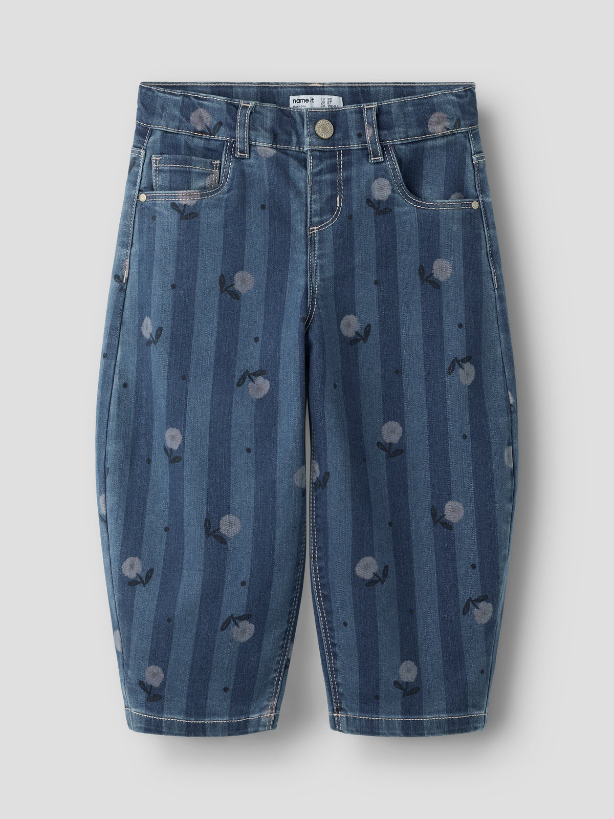 Name It Bella - Barrel Jeans 6699 - Medium Blue Denim / Flowers