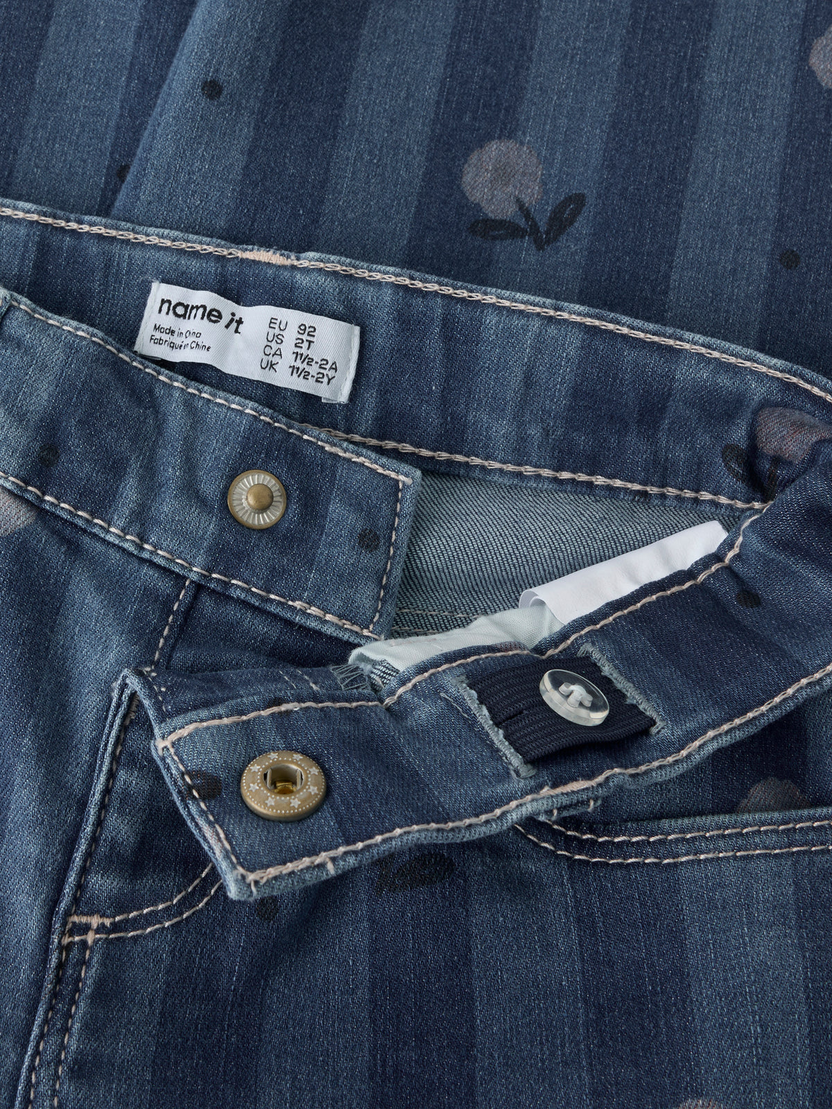 Name It Bella - Barrel Jeans 6699 - Medium Blue Denim / Flowers