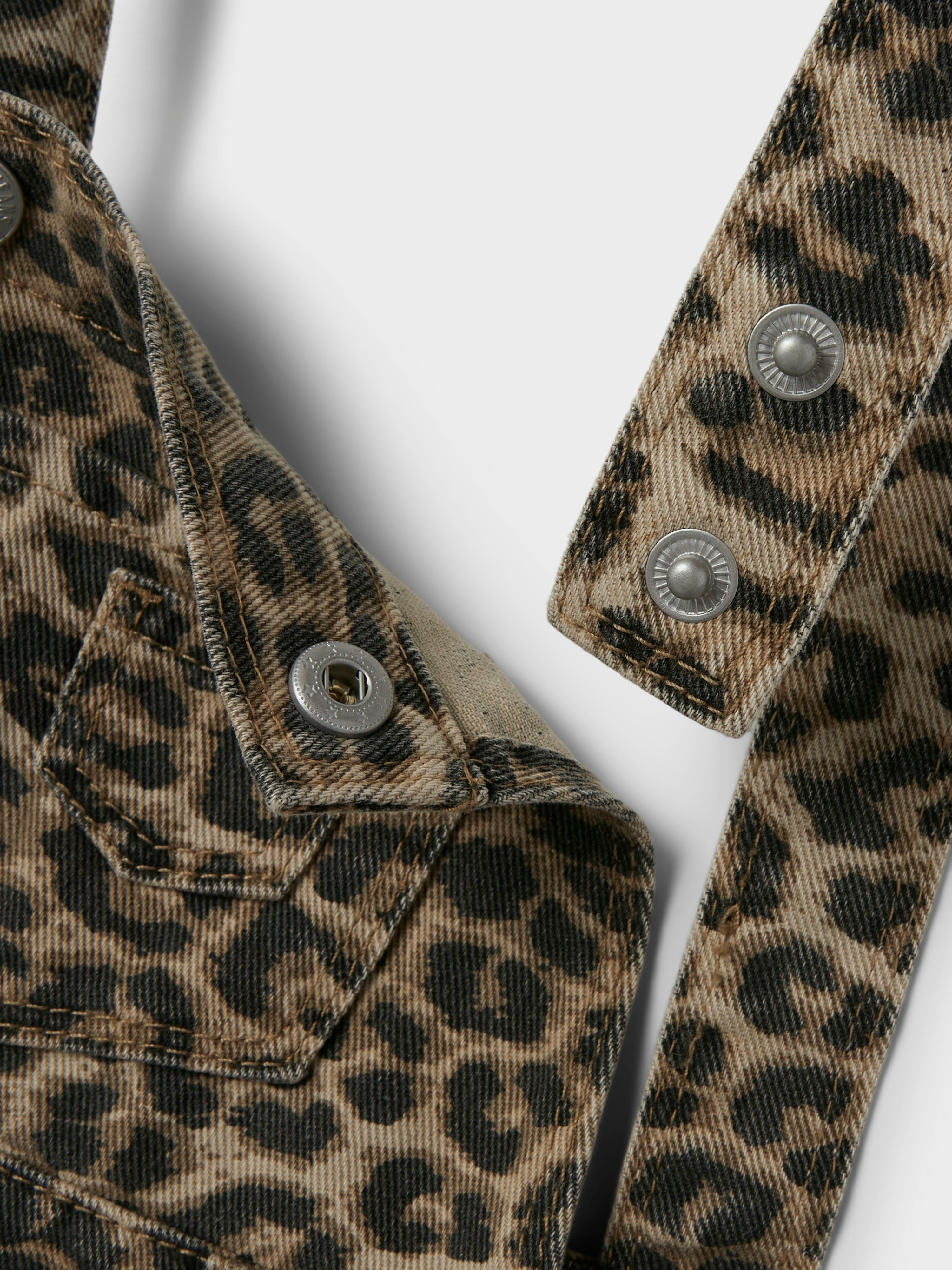 Name It Ophelia Twill Spencer Dress - Silver Mink/Leopard