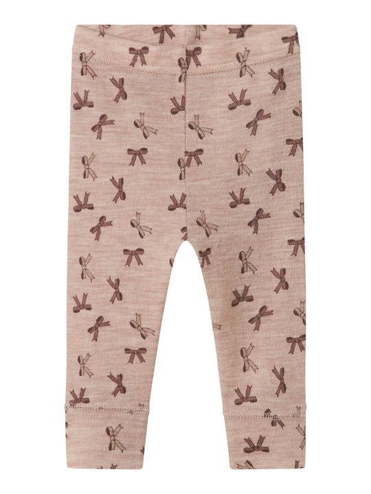 Name It Wang Wool Rib Leggings - Shadow Gray/Bow