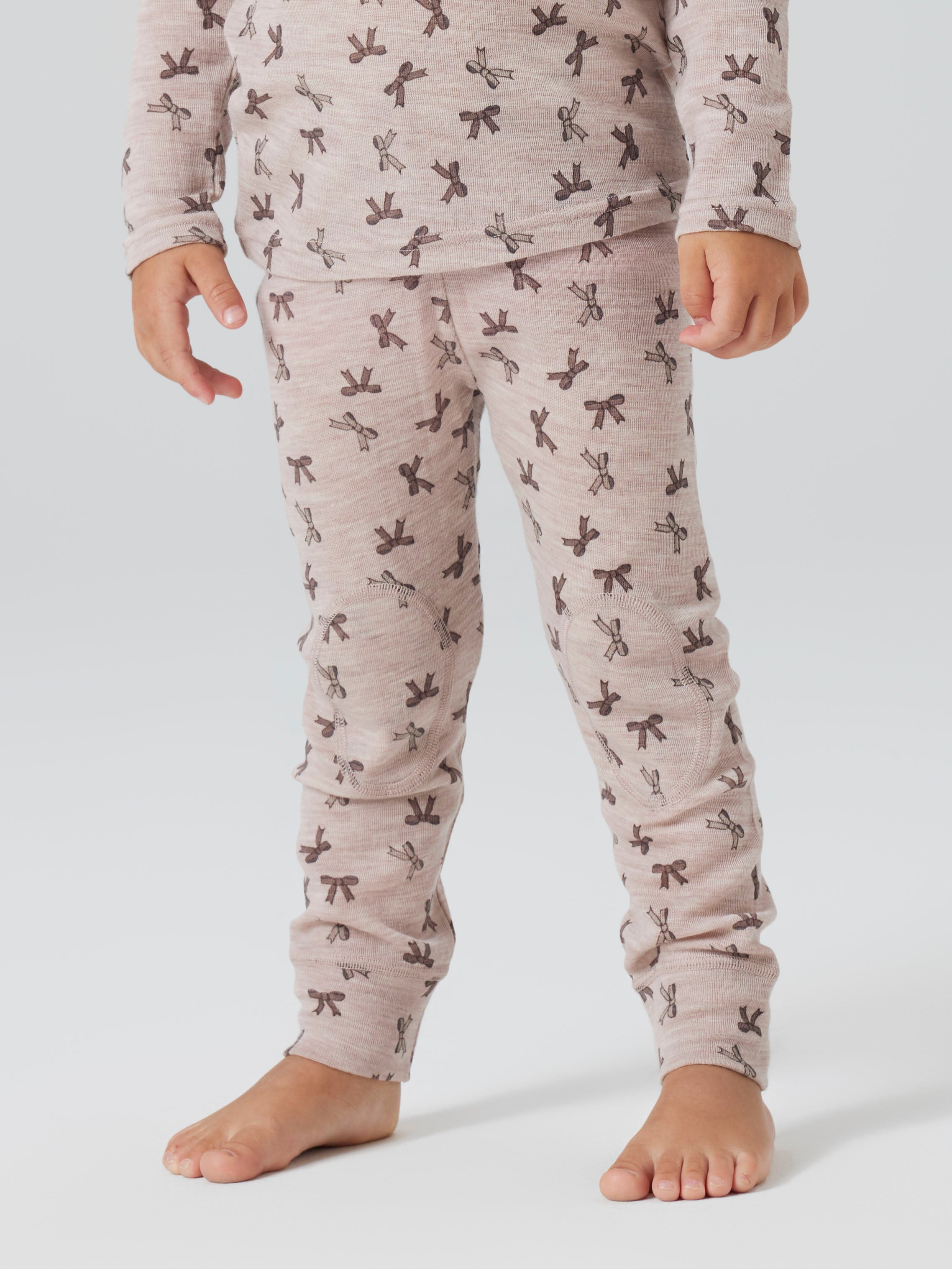 Name It Wang Wool Rib Legging - Shadow Gray/Bows