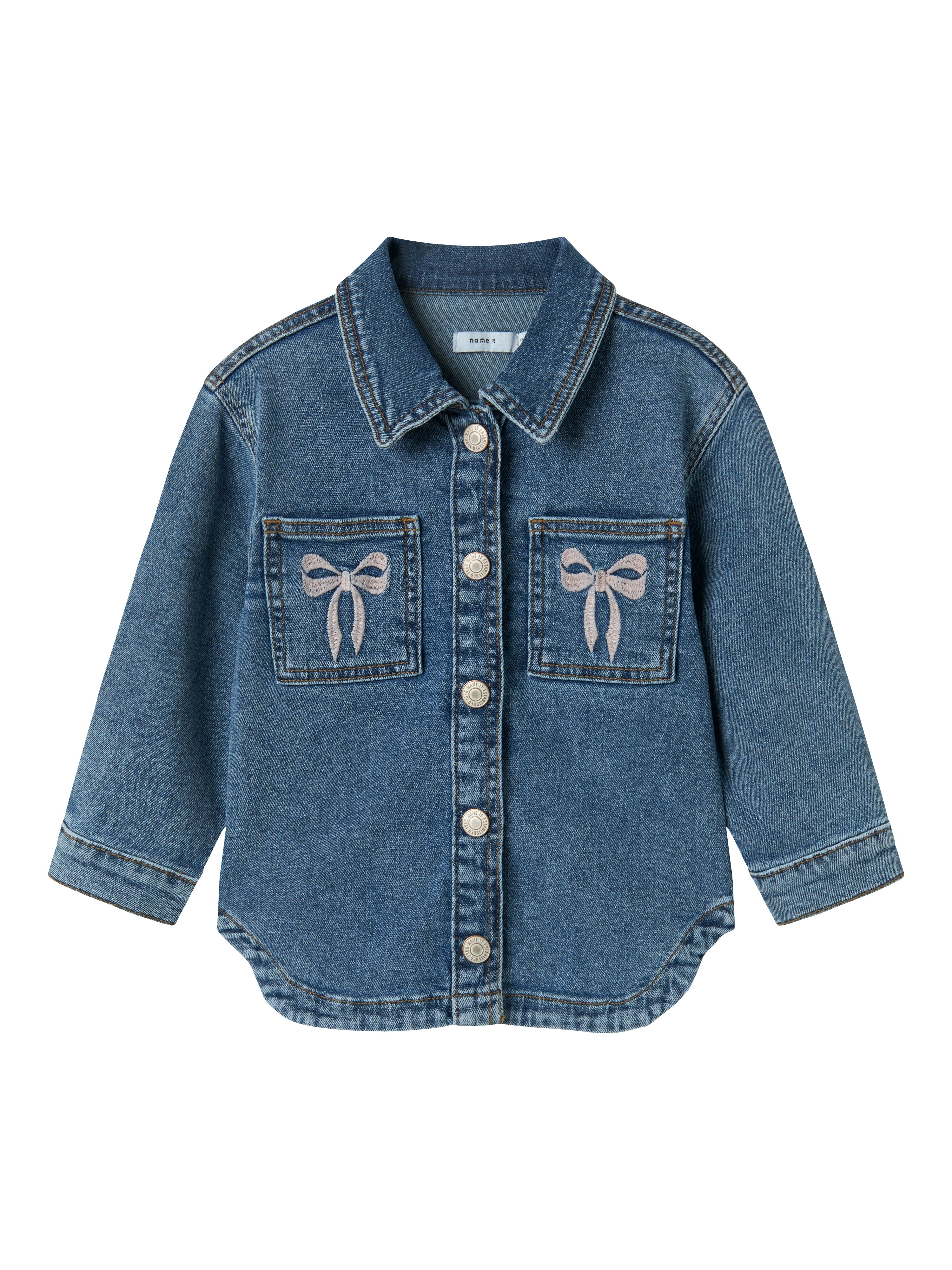 Name It Devi Denim Jacket - Medium Blue Denim/Bow