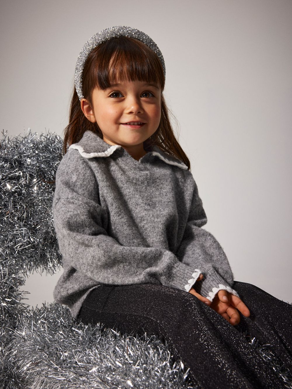 Name It Rikasa LS Knit Polo - Grey Melange