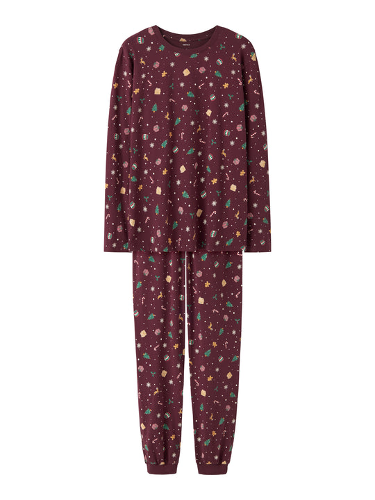 Name It Vismas Natsæt - Burgundy/Xmas