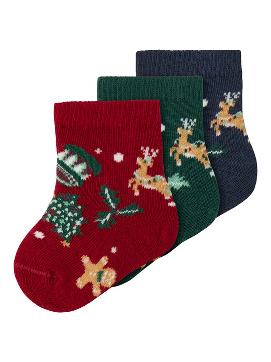 Name It Vismas 3 pack strømper - Jester Red