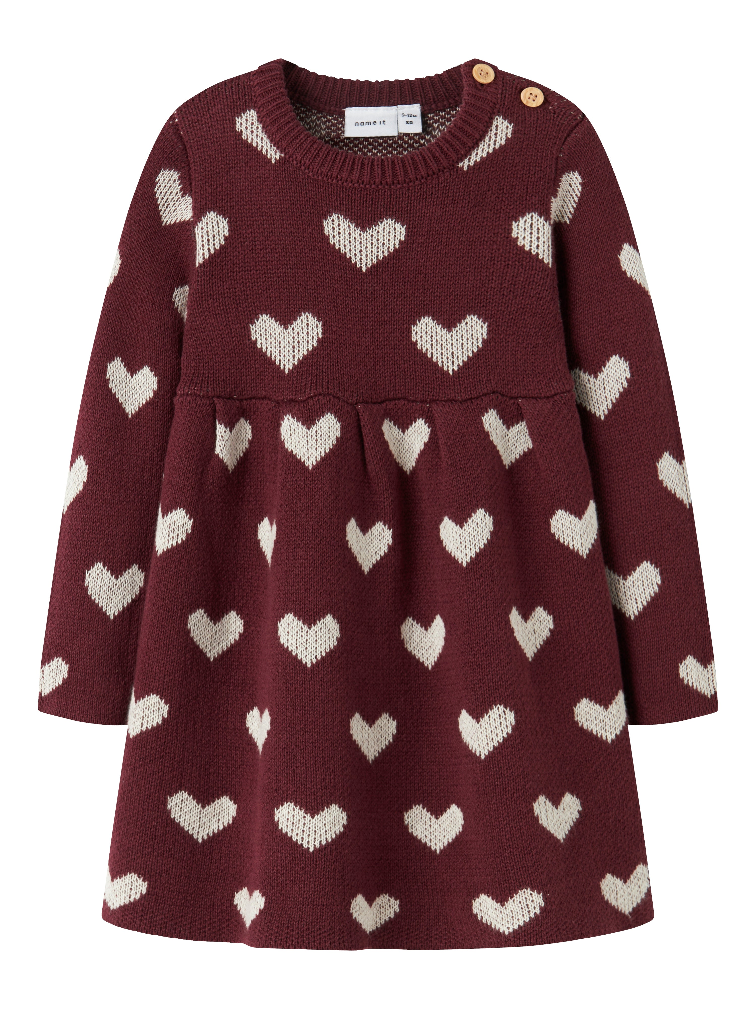 Name It Oana LS Knit Dress - Burgundy