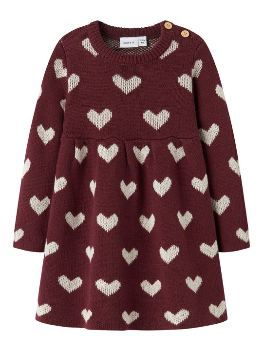 Name It Oana LS Knit Dress - Burgundy