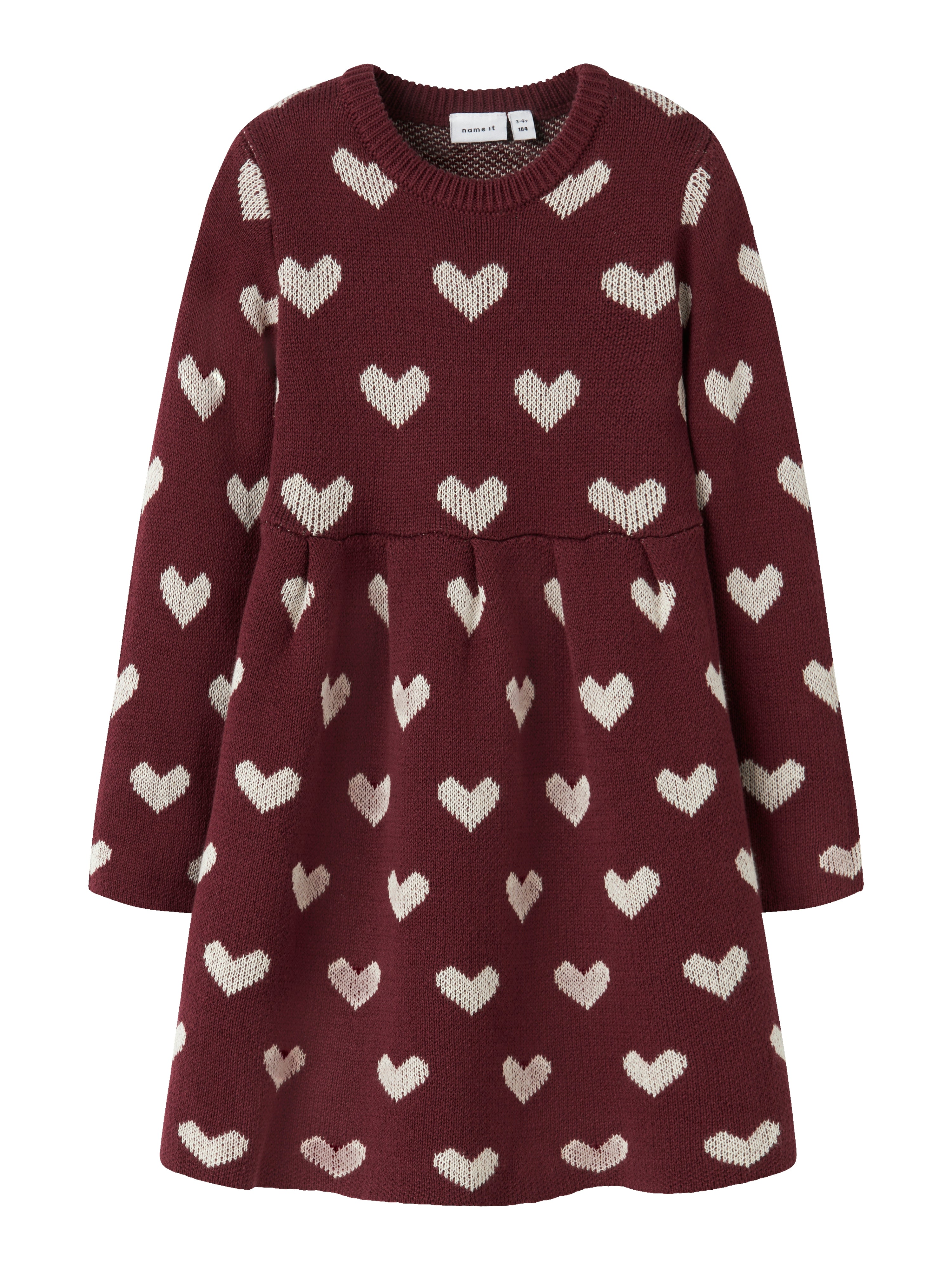 Name It Oana LS Knit Dress - Burgundy