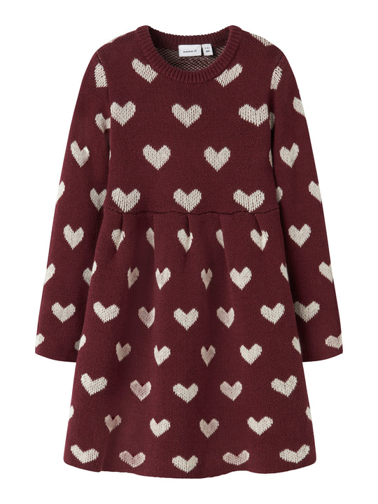Name It Oana LS Knit Dress - Burgundy