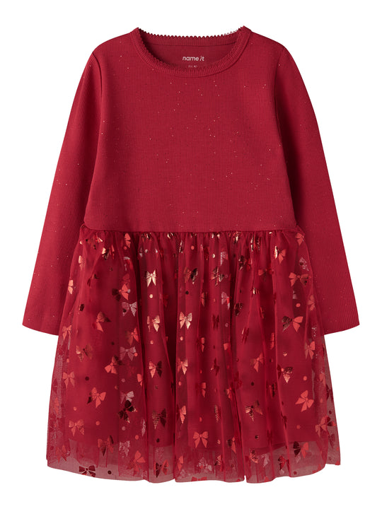 Name It Rosally LS Dress - Jester Red