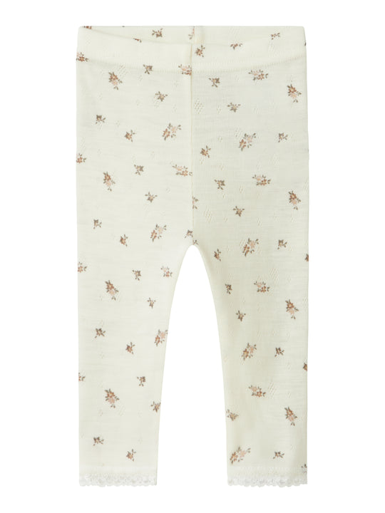 Name It Wang Wool Needle Leggings - Snow White/Flower