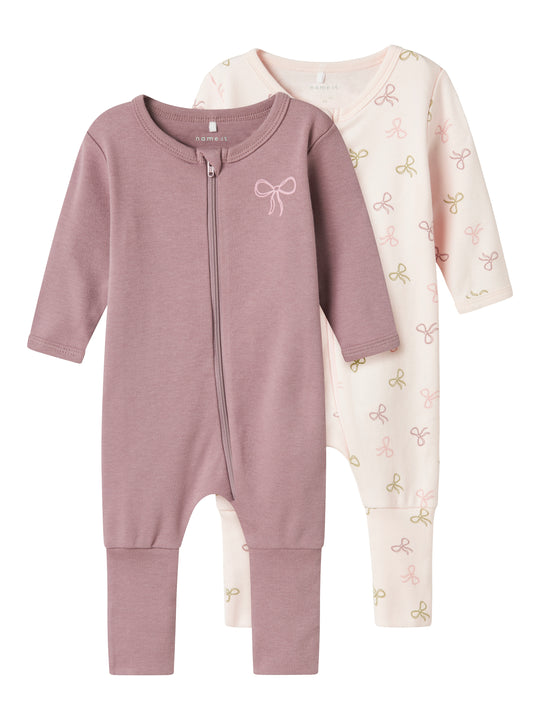 Name It Nightsuit 2 pak Pink Bow - Barely Pink