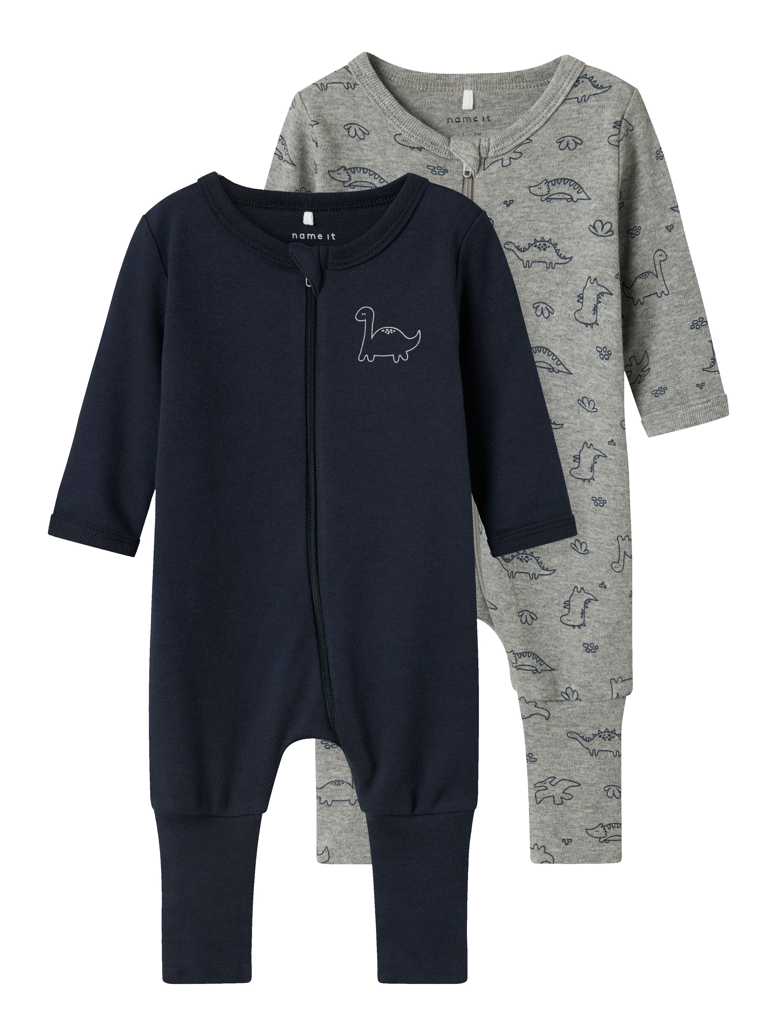 Name It Nightsuit 2 pak Dino - Grey Melange