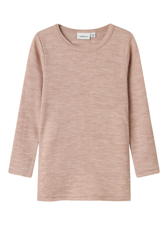 Name It Wax Wool Rib LS Top - Shadow Gray